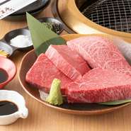 数量限定で提供される「佐賀牛極上厚切り」は本物を知る舌の肥えたゲストにもオススメ。一頭買いだからこそ提供できる希少部位の数々。至高の部位を贅沢に厚切りで堪能。本日の提供部位はスタッフまでお声掛けを。