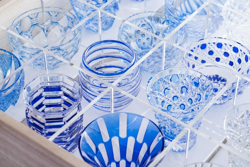 入店後、自分で選ぶことができる江戸切子