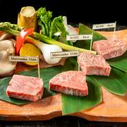 日本が世界に発信する「松阪牛」と「神戸ビーフ」。それぞれのフィレ肉・サーロインを食べ比べできる、贅を極めたひと品です。
