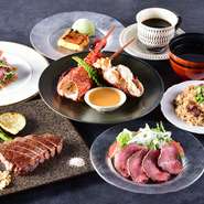 人気のコース。『おおいた和牛のヒレステーキ』に加え、『伊勢海老のポワレ』もいただけます。“海の幸と山の幸”のどちらも堪能できるボリューミーかつ豪華な内容で、グルマンな方もきっと満足できるはずです。