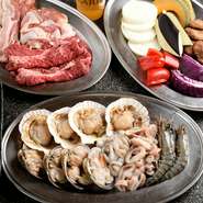 定番のイカ・タコ・ホタテに、オマール海老丸ごと1匹のオーダーも可能。華やかなBBQを演出してみませんか。