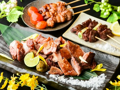 さつま知覧どりを炭火で香ばしく焼いた、『焼き鳥盛り』
