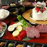 誕生日や記念日などにコースをご用意しました♪大切な人と素敵なお時間をお過ごしください。ホールケーキ付のコースです。