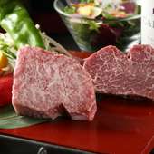 霜降り肉と赤身肉を食べ比べできる『記念日5,500円コース』