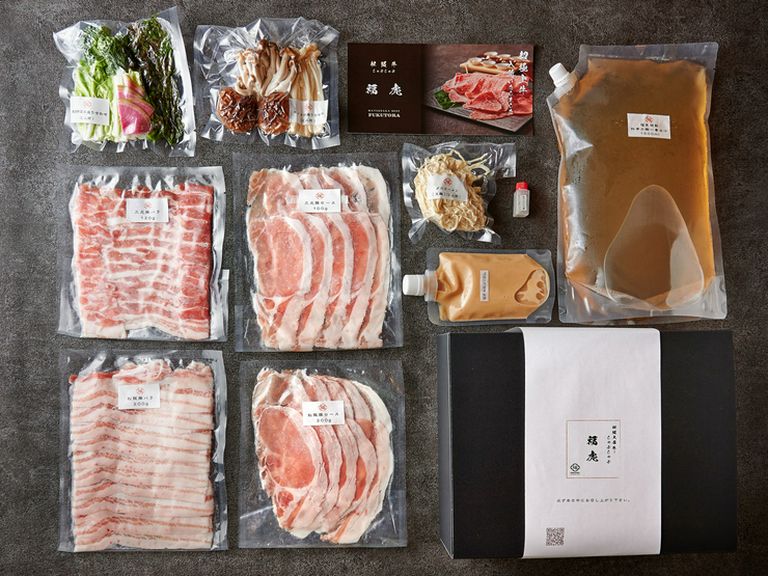 〔松阪豚と三元豚〕の食べ比べ 出汁しゃぶしゃぶセット（2人前）