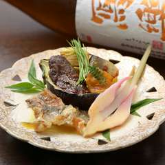 骨まで鮎をいただける『丸茄子田楽焼き』