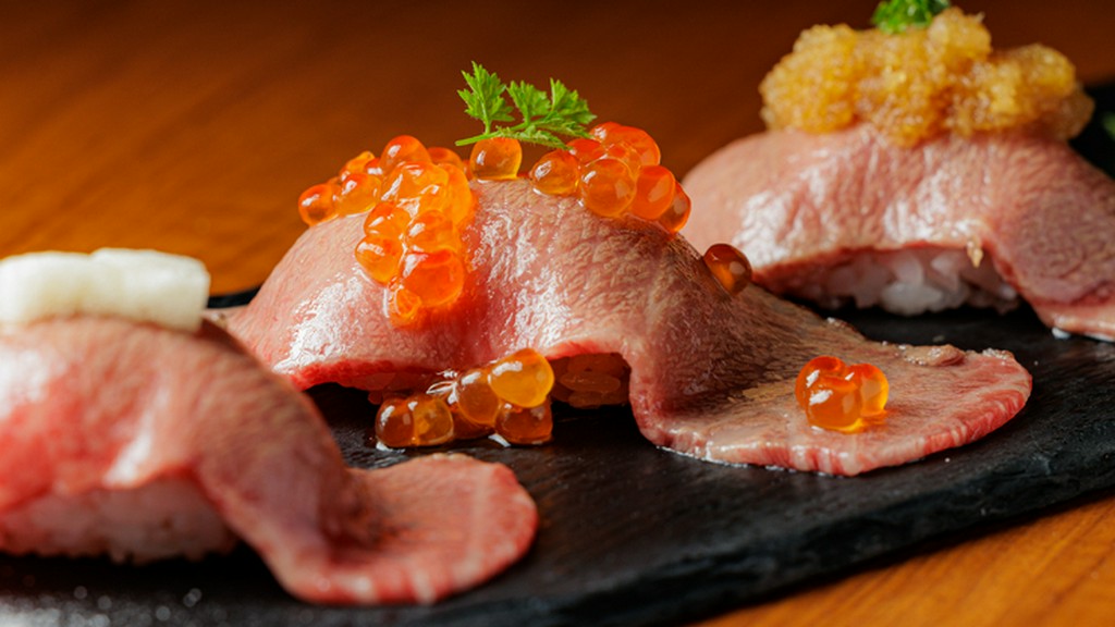 黒毛和牛　炙りにぎり三種盛り