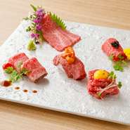 厳選された極上の味わい『日本三大和牛食べ比べお刺身　五種盛り』
