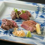 宮崎、鹿児島、佐賀牛など九州の牛肉を仕入れ、その日のオススメの部位を楽しませてくれます。タンは、柔らかい国産のタン元を使用。フィレは一本買いされており、希少なシャトーブリアンや赤身もとれるそうです。