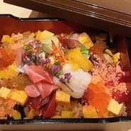 ばらちらし、茶碗蒸し、汁物、デザート