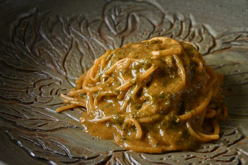 濃厚な味わいの『北海道の北斗雲丹と生海苔のアルガバターソース』