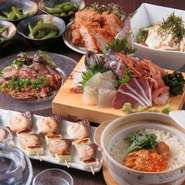 旬の食材を使った自慢のメニューが勢ぞろい！宴会にオススメは＜2時間飲み放題付の全7品コース＞