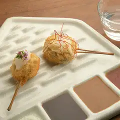 さけの白子と秋茄子の串