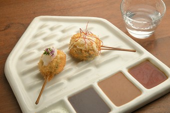 さけの白子と秋茄子の串