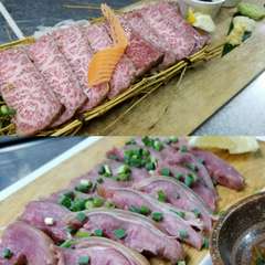 沖縄和牛や山羊の刺身