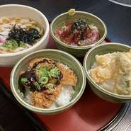 （ミニ丼の選択）
・ミニまぐろ漬け丼・ミニ天丼・ミニ味噌カツ丼