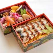 【二段折箱うなぎ弁当】二段重ねの豪華なお弁当。