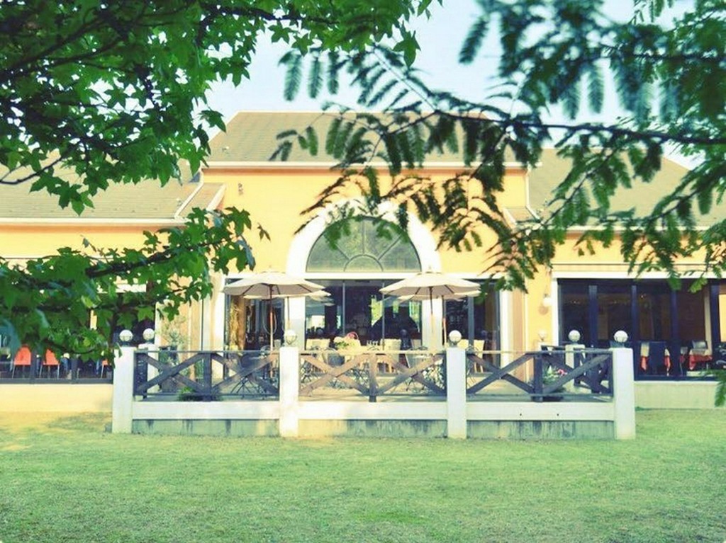 緑豊かなテラス席