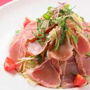 塩竈市場から仕入れた新鮮なマグロを軽く炙り焼きして、パスタに添えました。
（コースは＋￥400）
生麺をお選びください。
生麺スパゲティ
生麺リングイーネ
生麺フェットチーネ
