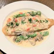 白身魚のムニエル　ベルモットソース