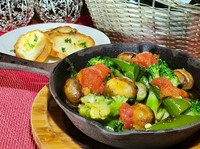旬の食材をガーリックオイル煮に！



