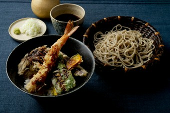 海老天丼とそばセット