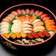 まぐろ・本まぐろ中トロ・はまち・サーモン・うなぎ・赤えび・ずわいがに・いくら・帆立・真鯛・本マグロ赤身・うに/◆1人前12貫1290円◆2人前24貫2580円◆3人前36貫3870円◆4人前48貫5160円◆5人前60貫6450円