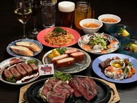 名物の熟成ステーキと和牛ステーキ、両方を一度に味わえる贅沢なコースです。宴会や特別な集まりに