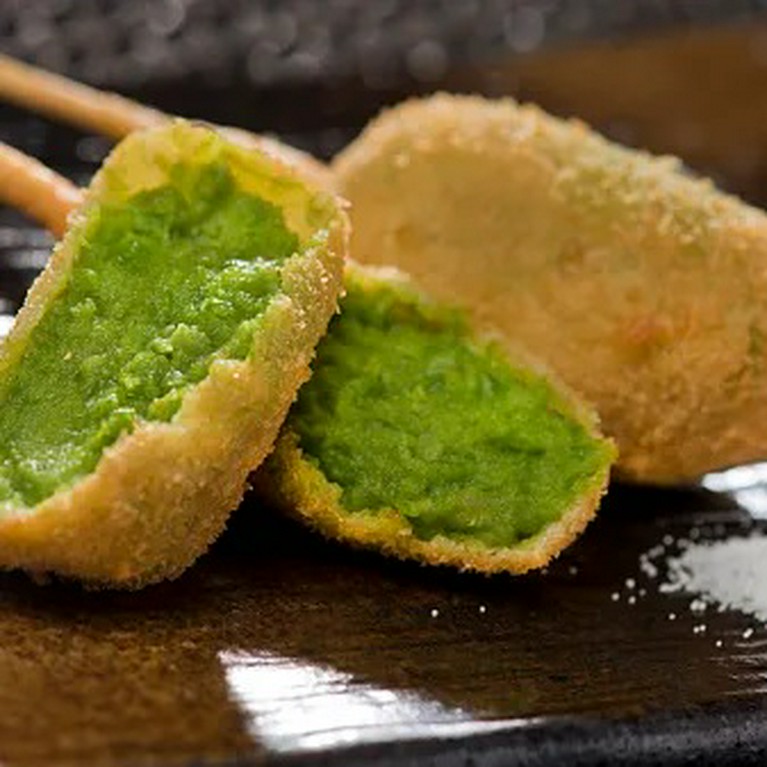 えんどう豆の串揚げ