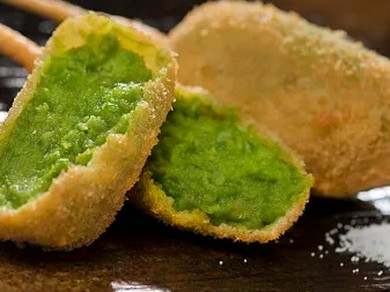 えんどう豆の串揚げ