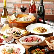 約60種の泡、赤、白ワインをセルフで飲み放題！（30分前L.O.）
2時間：1,990円
3時間：2,390円