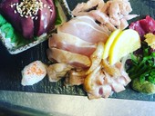 名古屋コーチン、等の地鶏お造り盛り合わせ、小780円、大1280円