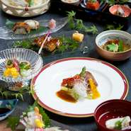 季節を映し出す日本料理を気軽に味わえる、富貴野定番の会席料理。親しい方々との様々なご会食やお祝い事にもおすすめな会席です。

