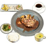 ●京都ポークのグリエ トリュフソース
・ライスorバゲット／スープ／サラダ／小鉢3品/コーヒーor紅茶