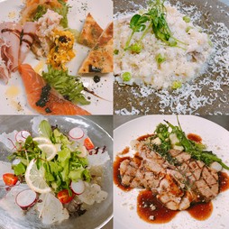 全6品の季節のコースです。

ワインやビールなど飲み放題付き！

