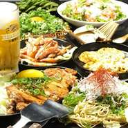 コストパフォーマンス抜群の宴会コース！当店一押しのお好み焼き「特製たぬき焼き」など人気メニューを多数集めました。