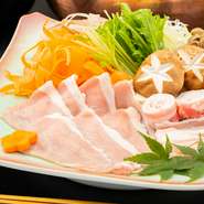 前菜　造里　鹿児島黒豚しゃぶしゃぶ　きしめん又はご飯セット　水菓子