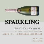 フランス/サンソー、シラー、グルナッシュなど
甘酸っぱくキュートな果実味と柔らかい泡の調和が見事。
グラス：500円/ボトル：3,000円