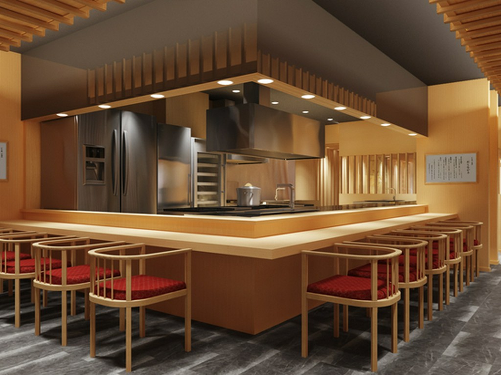 カウンター席では料理人との会話も楽しめる。