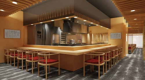 カウンター席では料理人との会話も楽しめる。