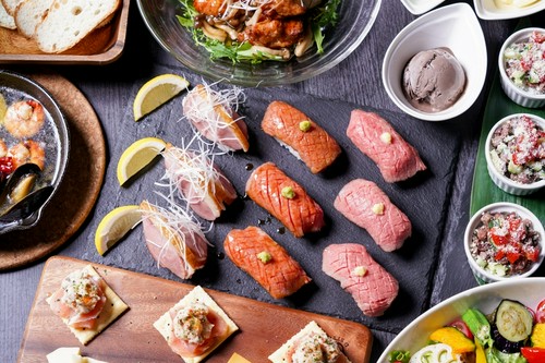 お洒落に贅沢！宮崎牛肉寿司が愉しめる！2H飲み放題付YOLOコース