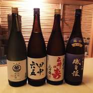 福岡の地酒「田中六五」「三井の寿」、静岡「磯自慢」など、料理に合う全国の銘酒を常時約10種類ほど用意されています。