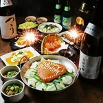 名物の明太もつ鍋含む9品が楽しめる『明太もつ鍋コース』。飲み会、女子会、忘新年会にもおすすめです！