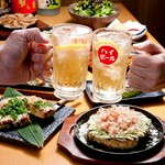 当店のお好み焼きは職人が焼き上げますので、会話をゆっくりお楽しみいただけます。