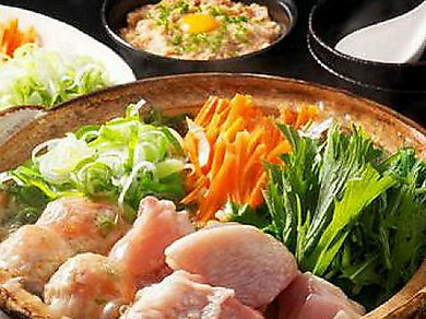 地鶏と水菜の白湯鍋