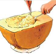 特大チーズの器で仕上げる、贅沢な濃厚パルミジャーノリゾット。
イタリア産パルミジャーノレッジャーノの器の中でチーズを削り取りながら仕上げる本格的なリゾットは超濃厚でおすすめです！