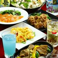 旬のものを仕入れながら、メイン料理にはボリュームもおいしさも兼ね備えられるような食材を使うことにこだわります。テーブルを埋め尽くすように料理を並べ、お腹いっぱいお召し上がりいただけます。