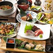 全コース個別盛＋2000円で日本酒20種含む飲み放題を付けることができます。