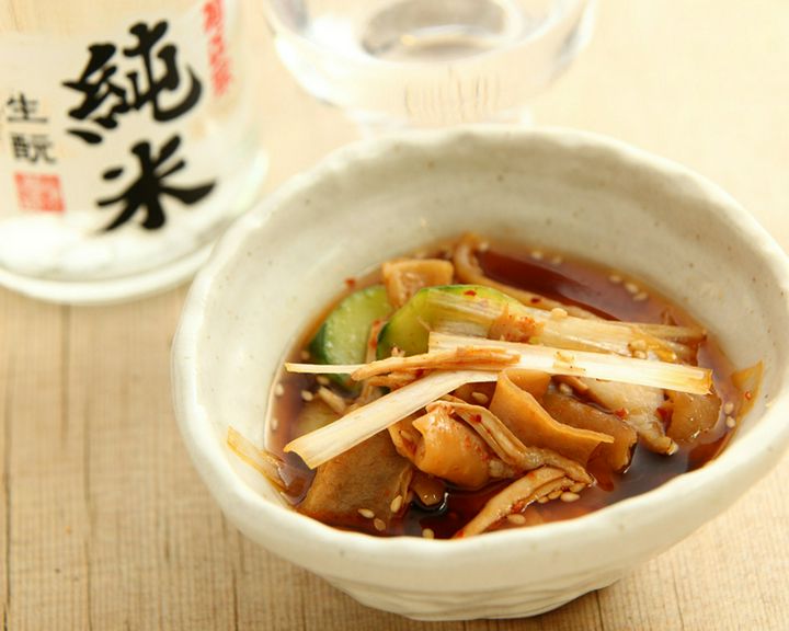 鳥肉とザーサイのピリ辛和え