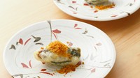 揚げピータンのからすみかけ